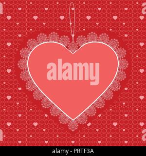 Rahmen lackiert valentine Herz Textur. Isolierte placer Circle red love Symbol. Grunge Urlaub romantische unterzeichnen. Schlaganfall schattigen Grenze. Symbol, Abzeichen, Aufkleber Stock Vektor