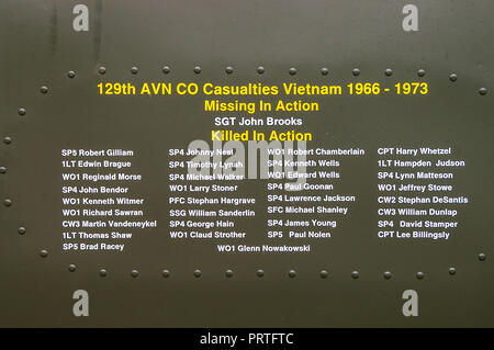 Die 129th Aviation Company diente vom 21. Oktober 1965 bis zum 8. März 1973 in Vietnam und wurde dem 10. Combat Aviation Battalion zugeteilt. Bell UH-1H Huey Stockfoto