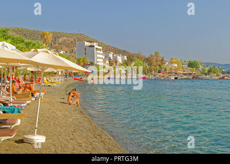 Bodrum direkt am Meer auf der East Bay in der Stadt Bodrum, Provinz Mugla, Türkei. Stockfoto