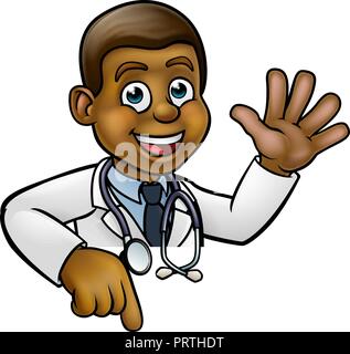 Arzt Cartoon Zeichen über Zeichen, Stock Vektor