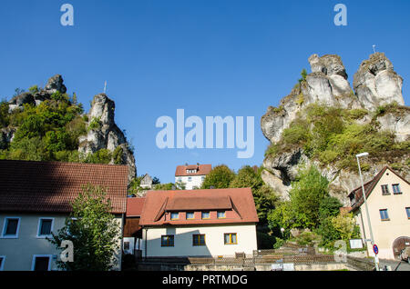 Die fränkische Schweiz ist ein Hochland in Oberfranken, Bayern, Deutschland, und ein beliebtes Refugium. Stockfoto