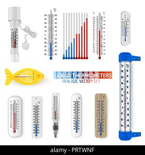 Vektor realistische Thermometer isoliert auf weißem Stock Vektor