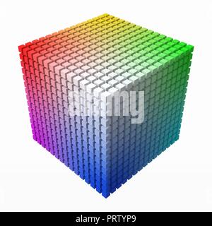 Extra kleine Würfel macht Farbverlauf in Form des großen Würfels. 3D-Stil, Vector Illustration. Stock Vektor