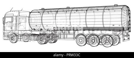 Der Tankwagen. Tracing Abbildung der 3d. EPS 10 Vector Format. Stock Vektor