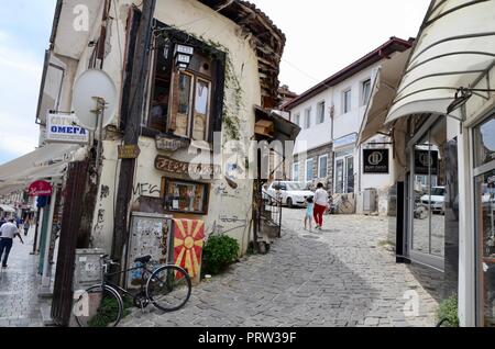 Altstadt von Ohrid Straße Mazedonien Stockfoto