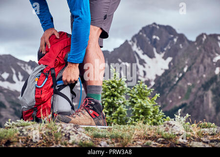 Wanderer, die Pause, Mount Sneffels, Ouray, Colorado, USA Stockfoto