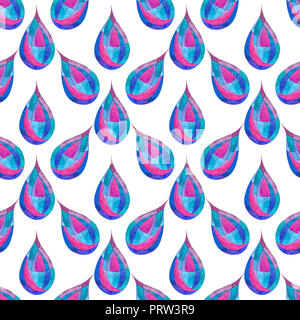 Aquarell regen Tropfen nahtlose Muster. Handgemalte abstrakte farbenfrohe moderne Textur für Surface Design, Textil, Verpackung Papier, Tapeten, Telefon ca Stockfoto