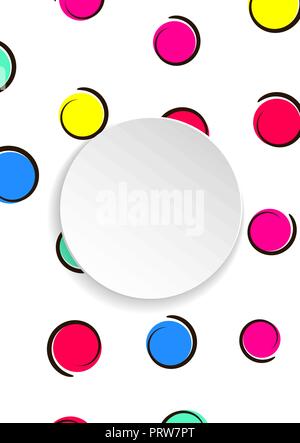 Pop Art bunte Konfetti Hintergrund. Große farbige Punkte und Circ. Stock Vektor