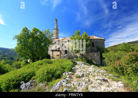 Notre Dame du Roc Kirche, Castellane, Parc Regional du Verdon, Alpes de Haute Provence, 04, PACA, Stockfoto