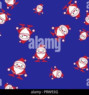 Santa Claus nahtlose Muster. Blauen Hintergrund. Vector Illustration Stock Vektor