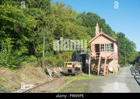 Stellwerk, Arley, auf den Severn Valley Railway, Shropshire UK Stockfoto