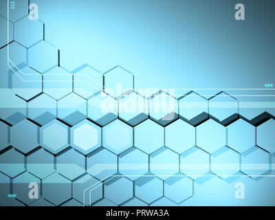 High Technology Hintergrund mit einem hexagonalen Muster. 3D-Darstellung. Stockfoto