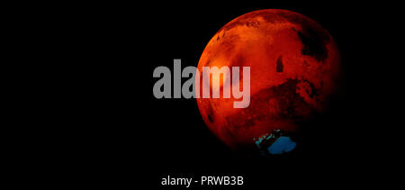 Extrem detaillierte und realistische High Resolution 3D-Bild des Planeten Mars. Stockfoto