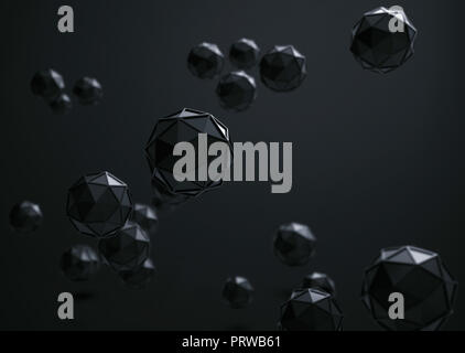 3D-Rendering des Ikosaeders geometrische Formen, abstrakte Low Key und ausgewählte Fokus Hintergrund. Stockfoto