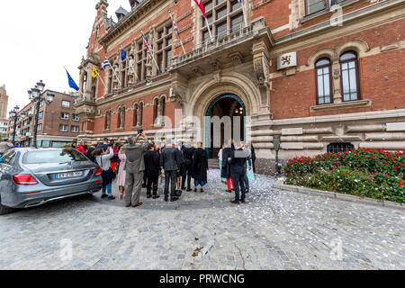 Eine Hochzeit im Rathaus. Dünkirchen, Frankreich Stockfoto