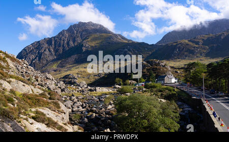 Snodonia ogwen Valley, in der Nähe von Bethesda. Bild im September 2018 übernommen. Stockfoto