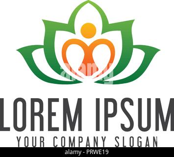 Yoga leaf Logo. Gesundheit Pflege Logo Design Konzept Vorlage Stock Vektor