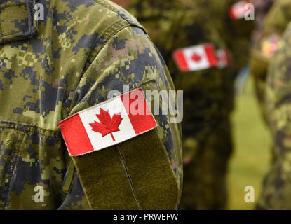 Kanada Aufnäher Fahnen auf Soldaten arm. Kanadische Truppen Stockfoto