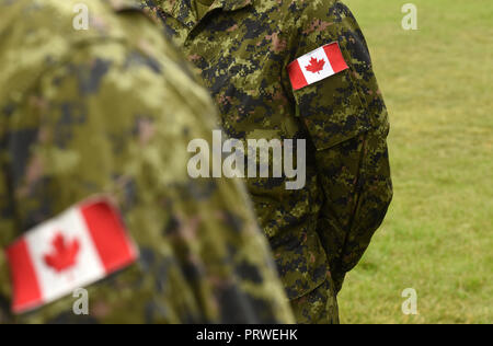 Kanada Aufnäher Fahnen auf Soldaten arm. Kanadische Truppen Stockfoto