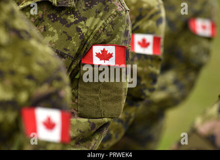 Kanada Aufnäher Fahnen auf Soldaten arm. Kanadische Truppen Stockfoto