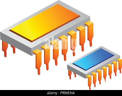 Chips ic Electronic. Vector Illustration isoliert auf weißem Hintergrund Stock Vektor