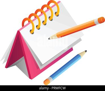 Hinweis und Bleistift realistische Vector Illustration Design Stock Vektor