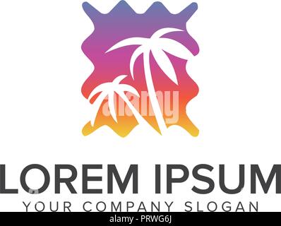 Palme und Sun Logo Design. Ferienhäuser travel concept Vorlage Stock Vektor