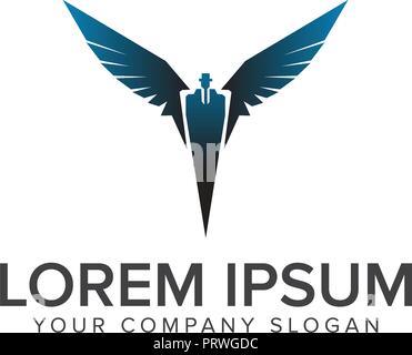 Business Mann mit Flügel Logo. Business und Finanzen Design Konzept Vorlage. Stock Vektor