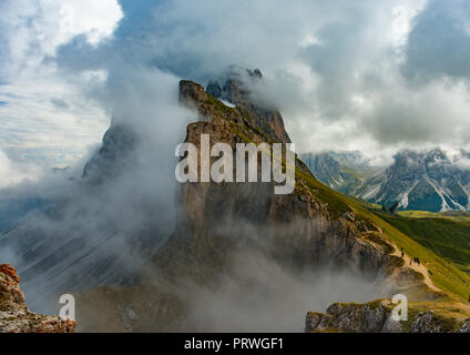 Tolle Aussicht Dolomiten von Seceda über Puez Odle Stockfoto