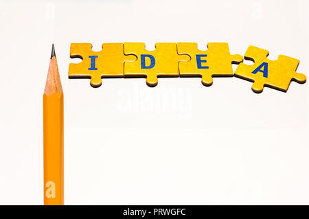 Wort Idee komponiert mit puzzle Buchstaben, Konzept für Ideen und Kreativität Stockfoto