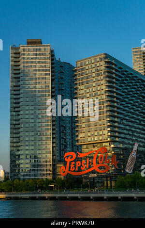 Iconic Pepsi Cola Schild in New York. Stockfoto