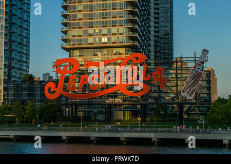 Iconic Pepsi Cola Schild in New York. Stockfoto