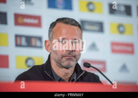 Cardiff - Wales - UK - 4. Oktober 2018: Wales Football Manager Ryan Giggs auf einer Pressekonferenz in St. Fagans National Museum für Geschichte in der Nähe von Cardiff heute. Er kündigte an, seine Gruppe Spanien und der Republik Irland in den kommenden Internationals zu Gesicht. Credit: Phil Rees/Alamy leben Nachrichten Stockfoto