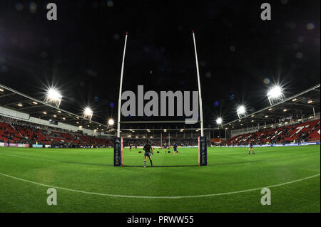 St Helens, Großbritannien. 4. Oktober, Total Gottlosen Stadium, St Helens, England; Betfred Super League Super 8 s Semi-finale, St Helens v Warrington Wölfe; Quelle: Richard Long/News Bilder Stockfoto