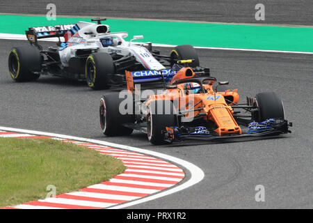 5. Oktober 2018, Suzuka International Racing Course, Suzuka City, Japan; Formel 1 Grand Prix von Japan, Freitag Freies Training; McLaren, Lando Norris Stockfoto