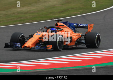 5. Oktober 2018, Suzuka International Racing Course, Suzuka City, Japan; Formel 1 Grand Prix von Japan, Freitag Freies Training; McLaren, Fernando Alonso Stockfoto