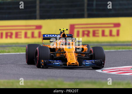 5. Oktober 2018, Suzuka International Racing Course, Suzuka City, Japan; Formel 1 Grand Prix von Japan, Freitag Freies Training; McLaren Fahrer Stoffel Vandoorne Stockfoto