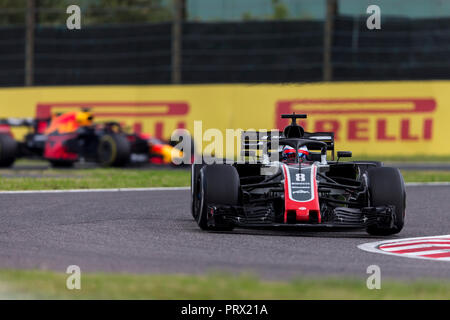 5. Oktober 2018, Suzuka International Racing Course, Suzuka City, Japan; Formel 1 Grand Prix von Japan, Freitag Freies Training. Haas Fahrer Romain Grosjean Stockfoto