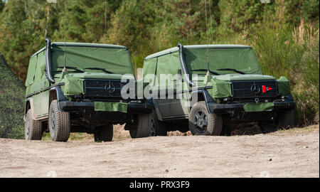 Munster, Niedersachsen. 28 Sep, 2018. Off-road Fahrzeuge der Bundeswehr vom Typ 'Greenliner' sind auf dem Trainingsgelände während der Übung "Land Operations 2018". Credit: Philipp Schulze/dpa/Alamy leben Nachrichten Stockfoto