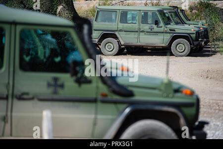 Munster, Niedersachsen. 28 Sep, 2018. Off-road Fahrzeuge der Bundeswehr vom Typ 'Greenliner' sind auf dem Trainingsgelände während der Übung "Land Operations 2018". Credit: Philipp Schulze/dpa/Alamy leben Nachrichten Stockfoto