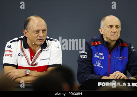 VASSEUR Frederic, Teamchef Alfa Romeo Sauber F1 Team, Porträt, TOST Franz (Aut), Teamchef Scuderia Toro Rosso, Porträt während der 2018-Formel-1-Weltmeisterschaft, Japan Grand Prix vom 4. bis 7. Oktober in Suzuka - /, Motorsport: FIA Formel Eins-Weltmeisterschaft 2018, Grand Prix von Japan, Weltmeisterschaft 2018 Grand Prix Japan Stockfoto