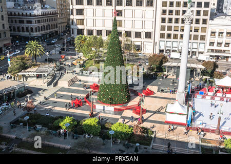 Weihnachtsbaum in der Union Square, San Francisco Stockfoto