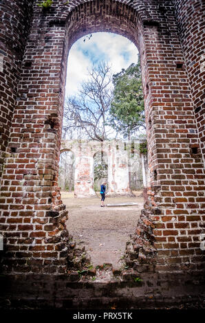 Alte Sheldon Kirchenruine in Harrisburg South Carolina, Kirche ist von den revolutionären Krieg und brannte nieder. Stockfoto