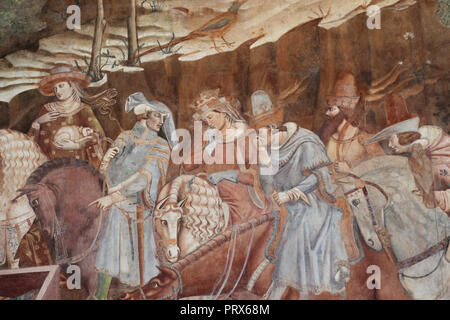 Triumph des Todes 14. Jahrhundert Fresken mit Dame und Ritter