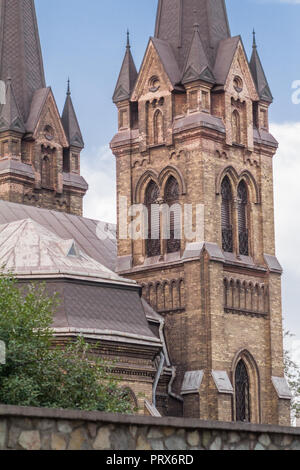 Fragment der St. Nikolaus Kirche in Kamianske, Ukraine. Römisch-katholische Kirche Stockfoto