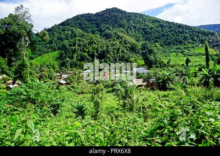 Isolierte Khmu Dorf im Dschungel von Luang Namtha Provinz, Laos Stockfoto