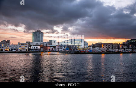 Cork, Irland. 16. November 2016. Ein Blick auf die cith und die elysian am frühen Abend, Cork, Irland. Stockfoto