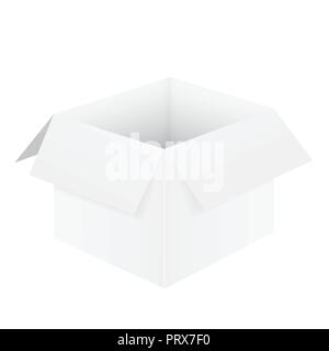 Realistische Abbildung: weiße Leere offenen Karton, auf weißem Hintergrund-Vektor Stock Vektor