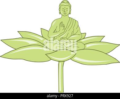 Zeichnung Skizze stil Abbildung des Gautama Buddha Siddhartha Gautama oder Shakyamuni Buddha oder einfach nur der Buddha auf Lotus Flower auf isolierte Stock Vektor