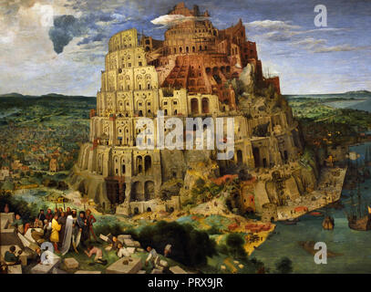 Turm von Babel 1563 Pieter Bruegel (auch Brueghel der Ältere (1525-1530) - 1569) war der bedeutendste Künstler der Niederländischen und Flämischen Renaissance Maler, Belgien, belgische, niederländische, der in den Niederlanden. Stockfoto